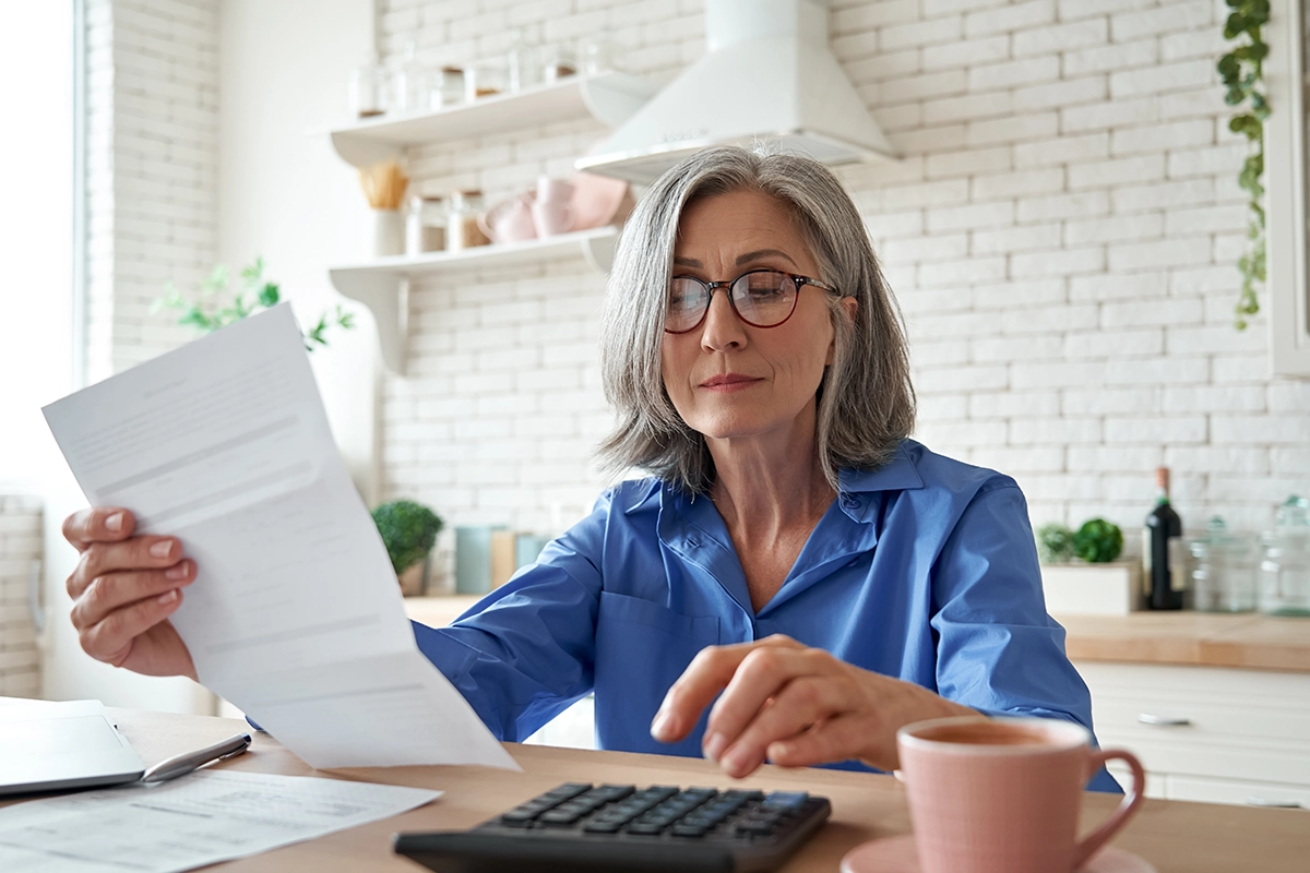 Woman reviewing her budget