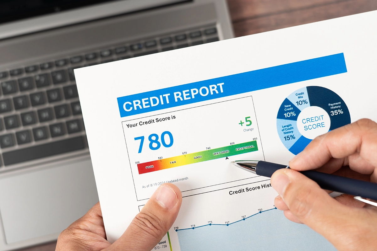 Credit report that shows a good score