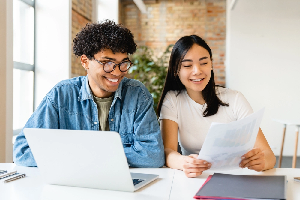 Couple checking if a payroll deduction loan would work for them
